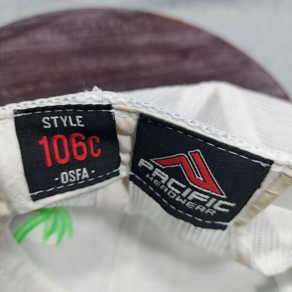 Gray & White Mesh Trucker Hat With Green Palm Tree Embroidery Adjustable Snapbac - Picture 10 of 10